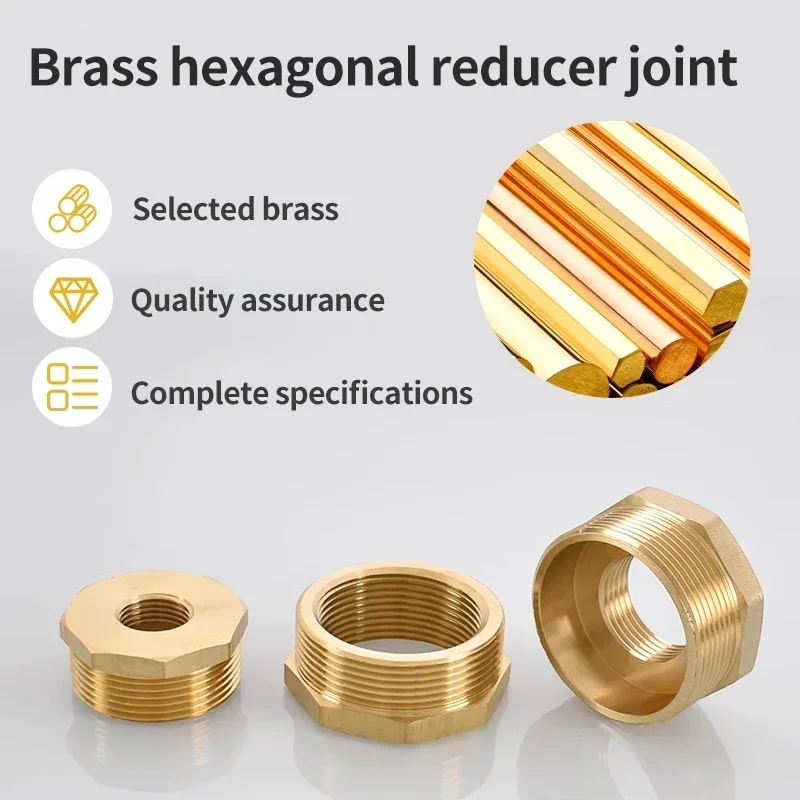 

Brass Hex Bushing Reducer Pipe Fitting F To M Threaded 1/8 1/4 3/8 1/2 3/4 Reducing Copper Water Gas Adapter Coupler Connector