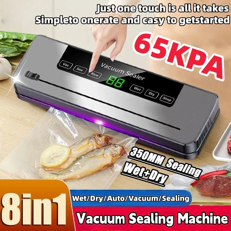 Electric Vacuum Sealer Food Storage Seal Touch Button Dry/Wet Built-in Cutter Kitchen Food Sealing Vacuum packaging machine 1