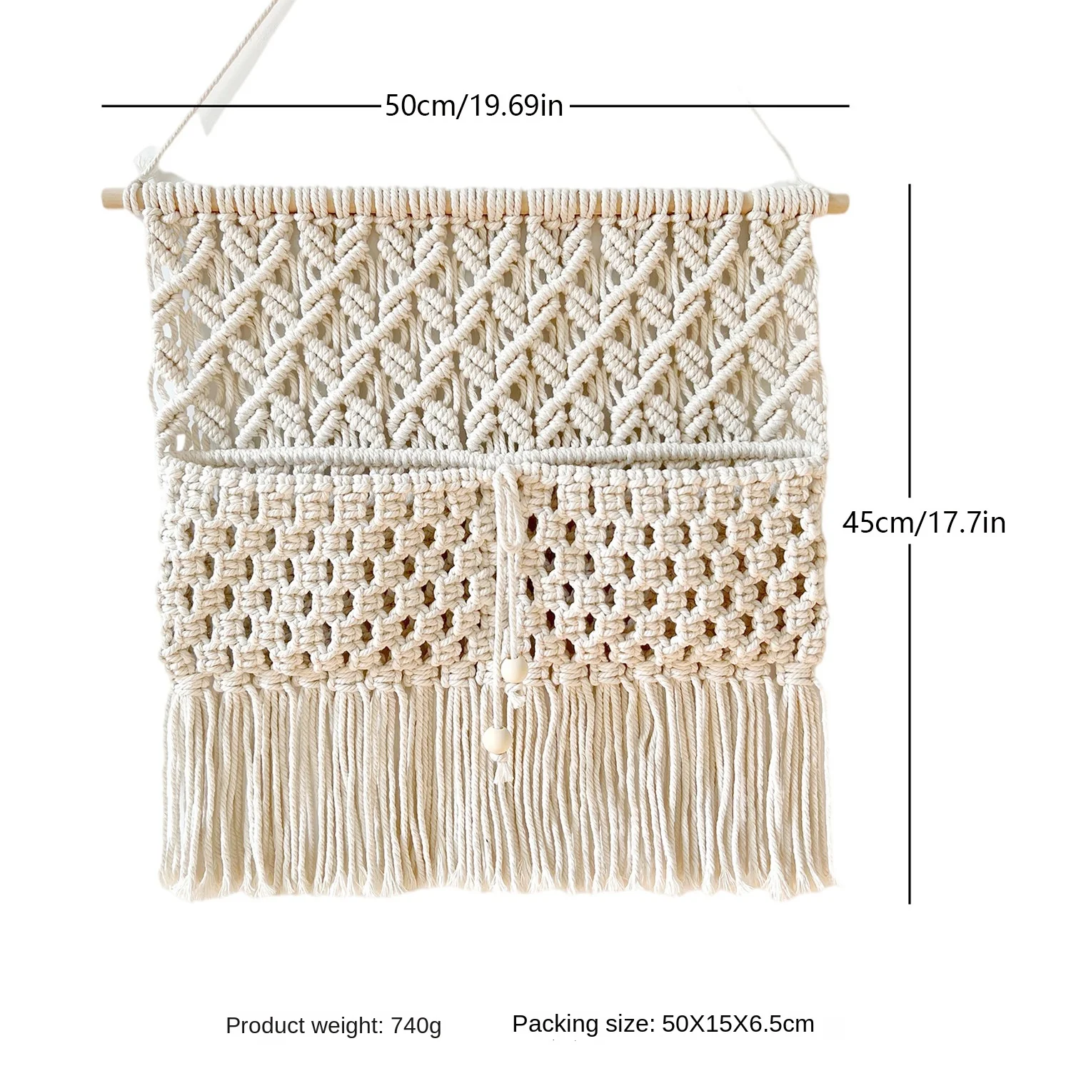 Hand-woven Wall Decoration  Meter Box Covering Tapestry Bohemian Dried Flower Storage Pocket