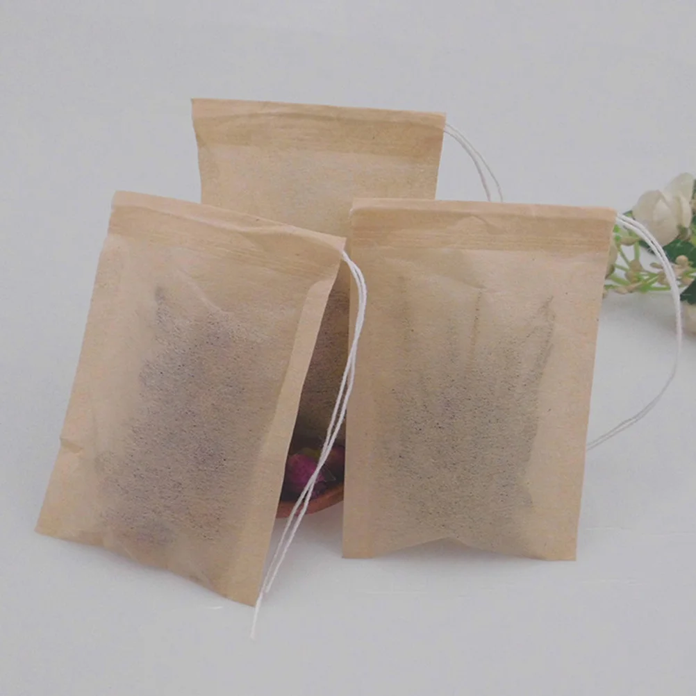 200pcs Drawstring Tea Filter Bags Unbleached Paper Tea Bag Infuser Sachets for Loose Leaf Coffee 5x7cm