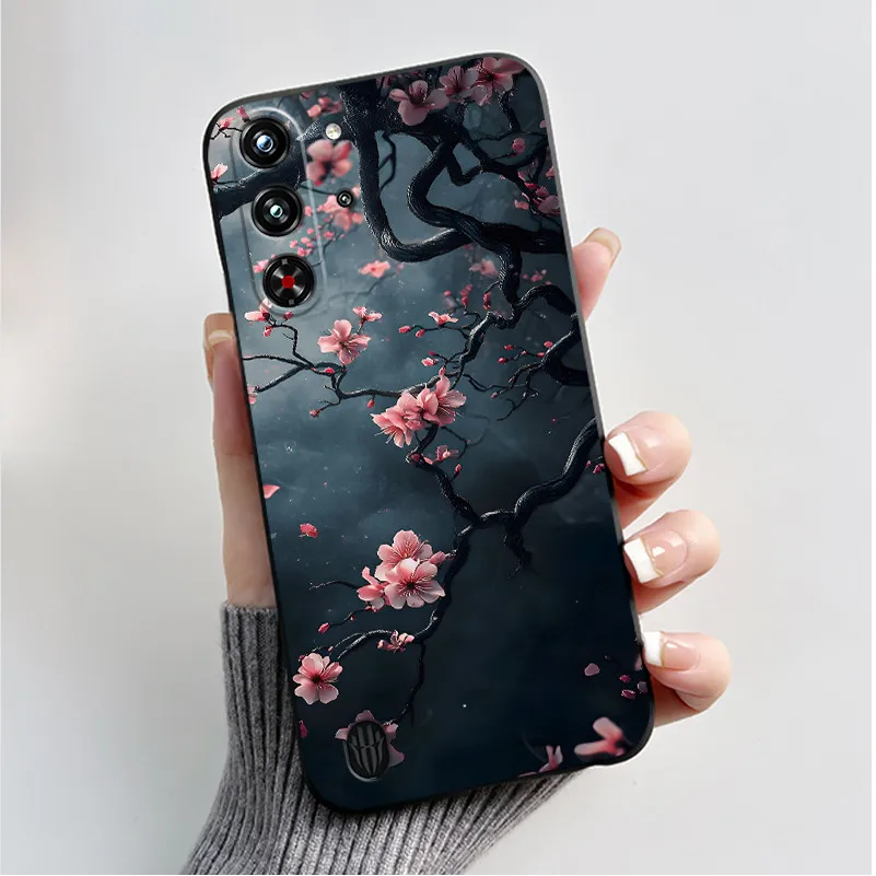Soft Silicone Black Shell with Cute Flower Design - Protective Case