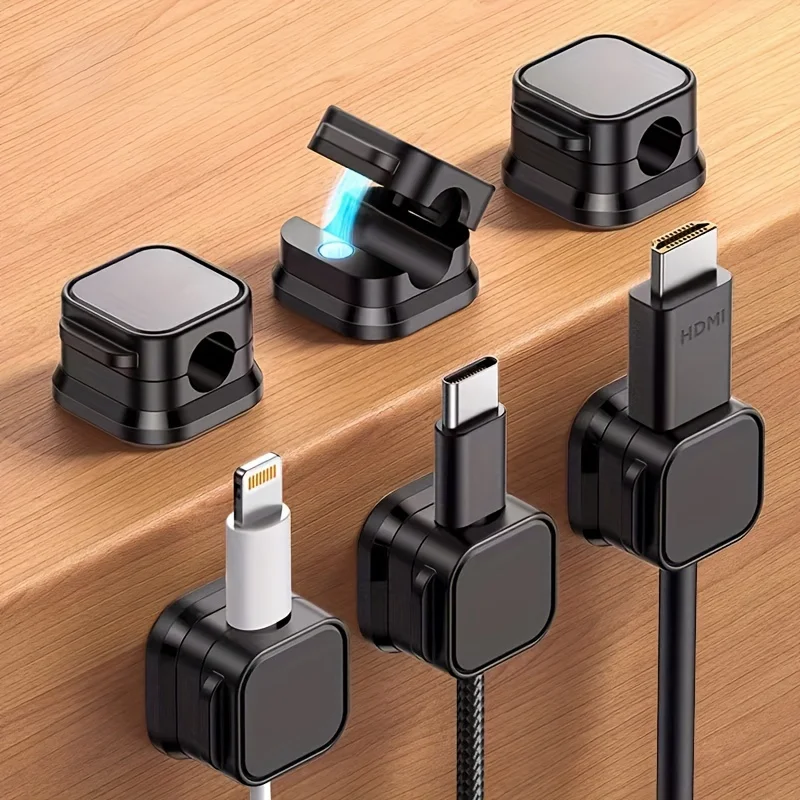 6 Pieces of Cool Magnetic Data Cable Storage Organizer and Charging Cable Holder-Keep Your Desktop Tidy