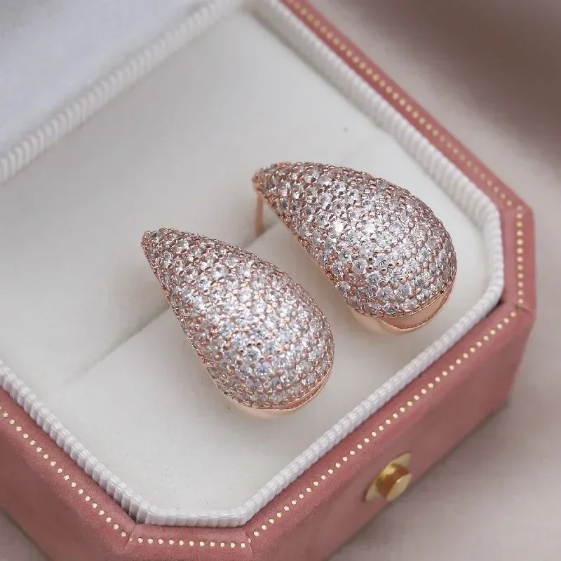 Korea's new design fashion jewelry luxury zircon waterdrop earrings Elegant women's wedding party accessories