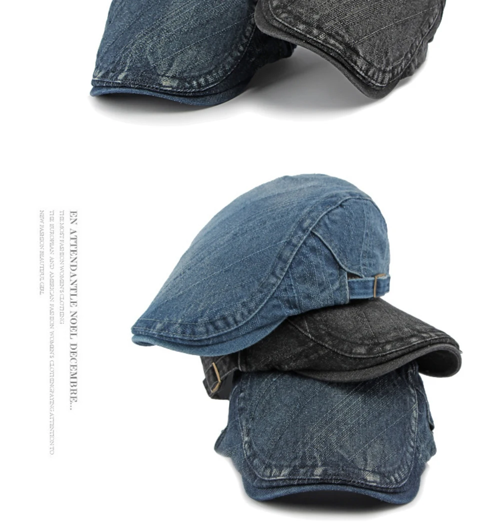 Hot Sale HT4337 Berets New Fashion Spring Summer Autumn Cs for Men Women Washed Cotton Denim Hat Male Female Adjustable Beret_mkmklike.com