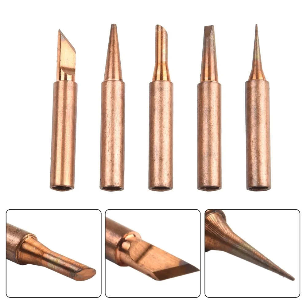Premium Copper Soldering Iron Tip Set - 5 Piece Collection