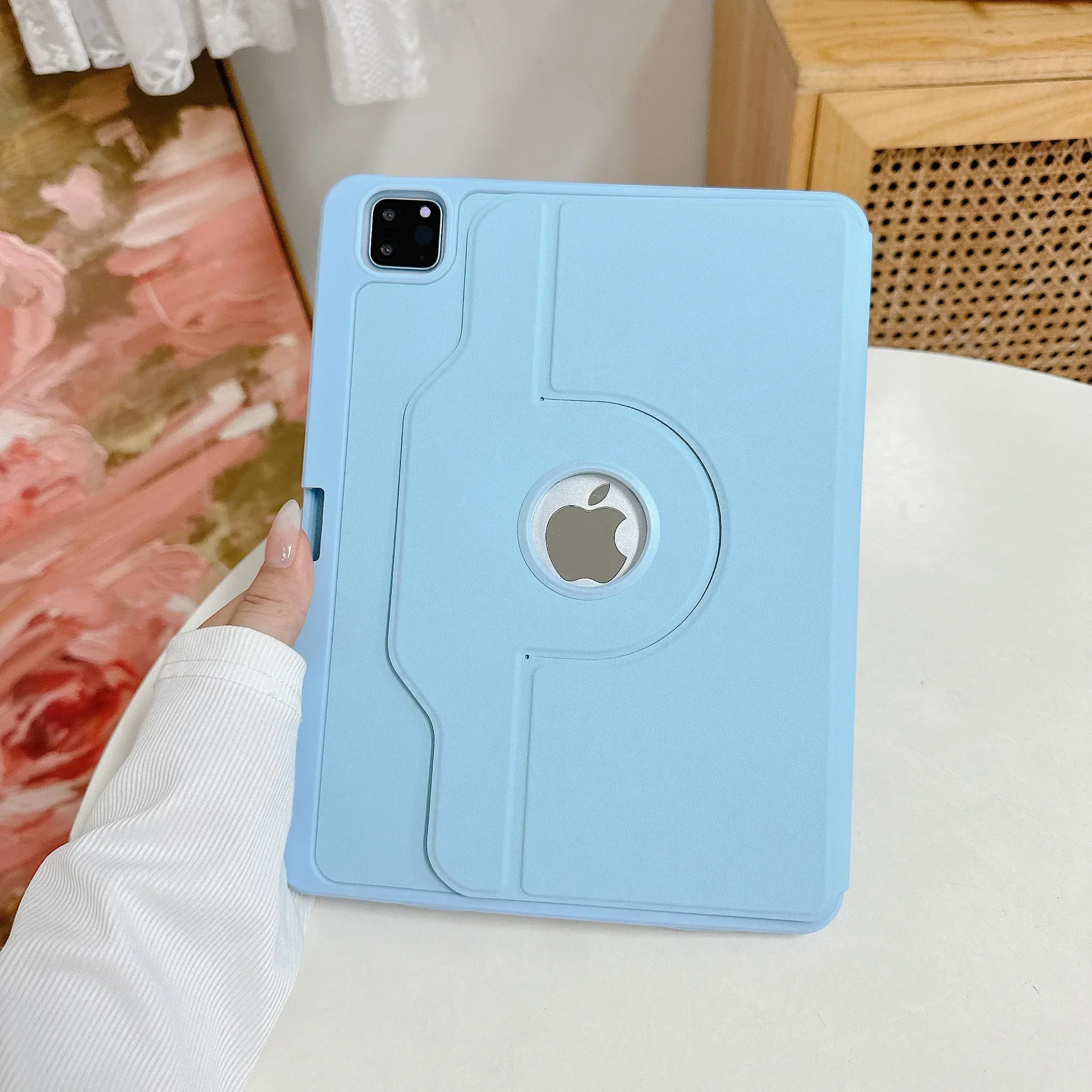 Premium Leather Tablet Cover with 360-Degree Rotation Stand