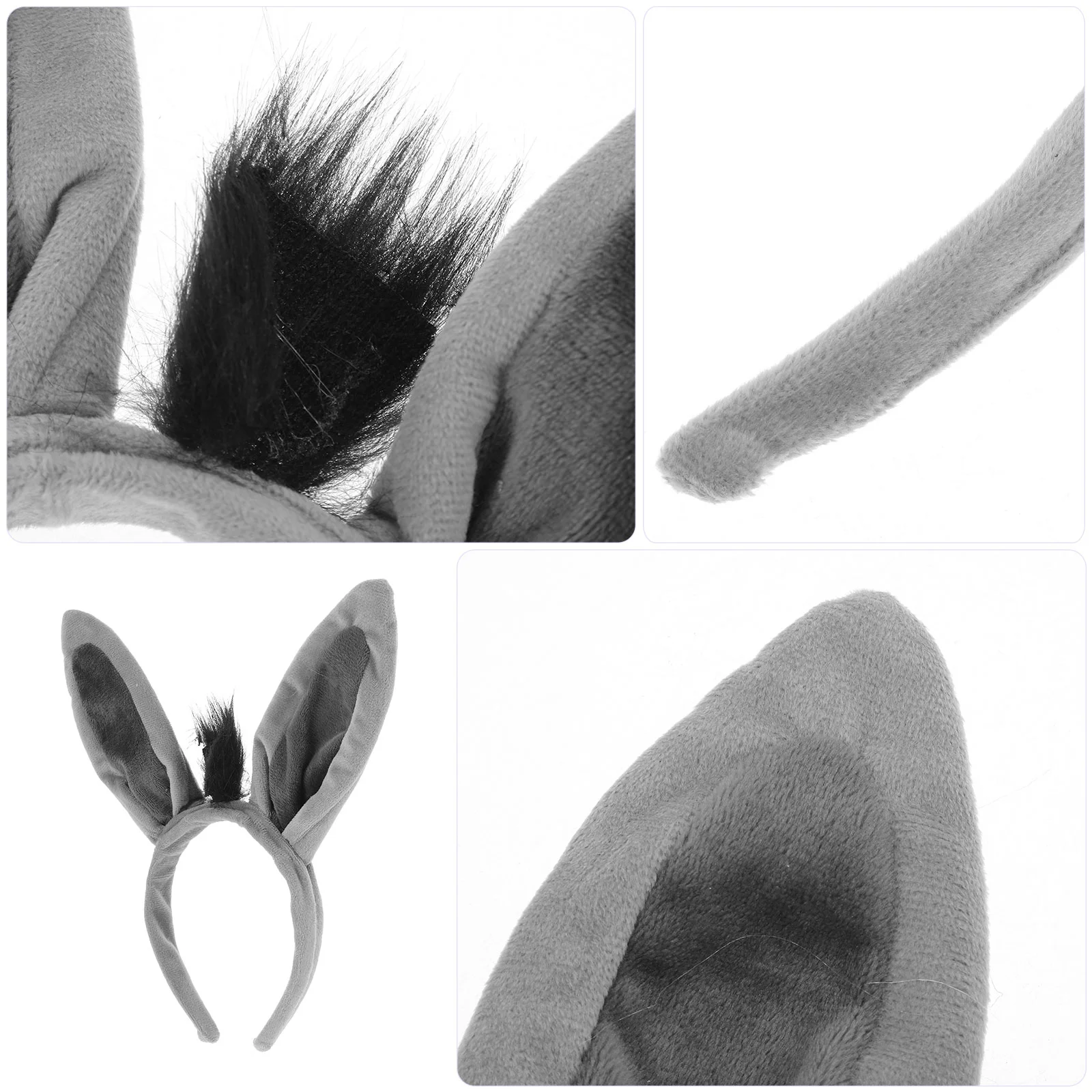 Band Animal Donkey Ear Band Party Favors Zoo Animal Costume Jungle Plush Donkey Ear Hair Hoop Adult Kid Holiday