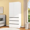 Modern 75" White Bedroom Armoire Wardrobe Closet with 3 Drawers and Shelves - Stylish Storage Solution 6