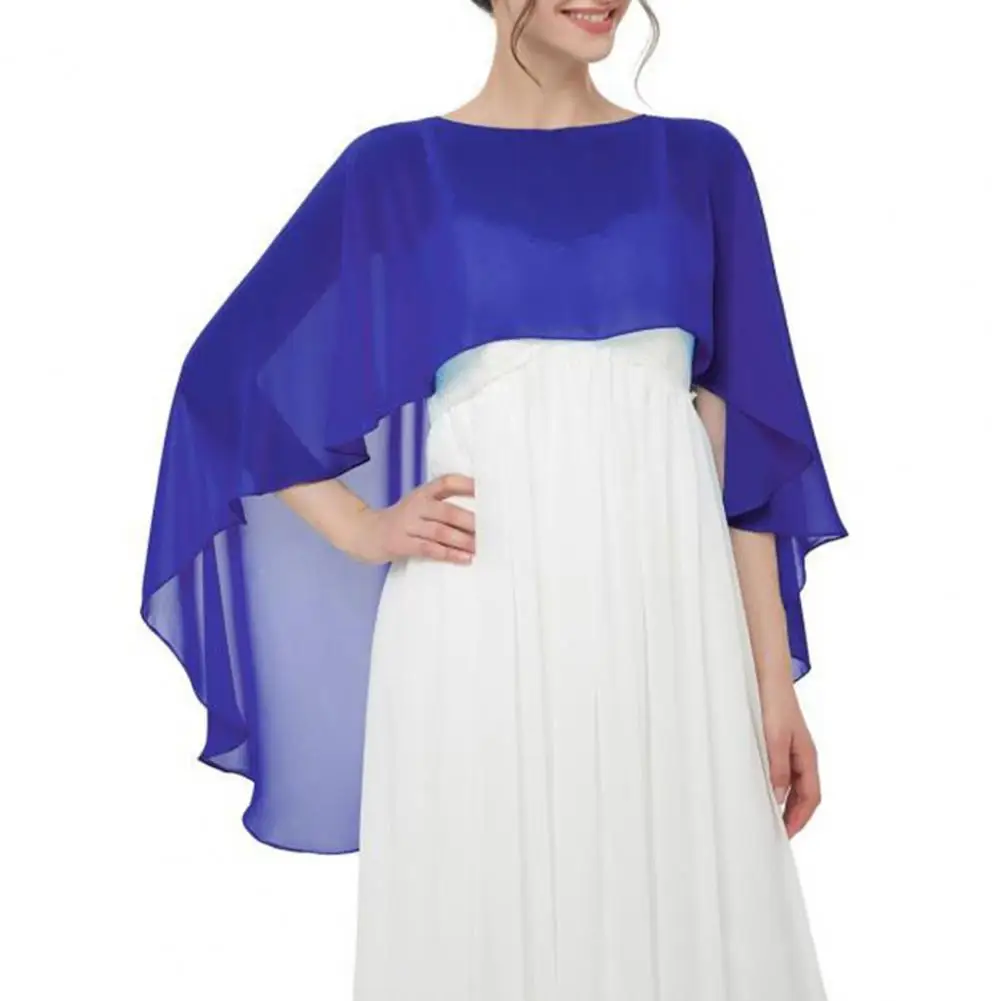 

Thin Pullover Shawl Fashionable Women's Chiffon Shawl Elegant Irregular Hem O-neck Sling Dress Gown Thin Pullover
