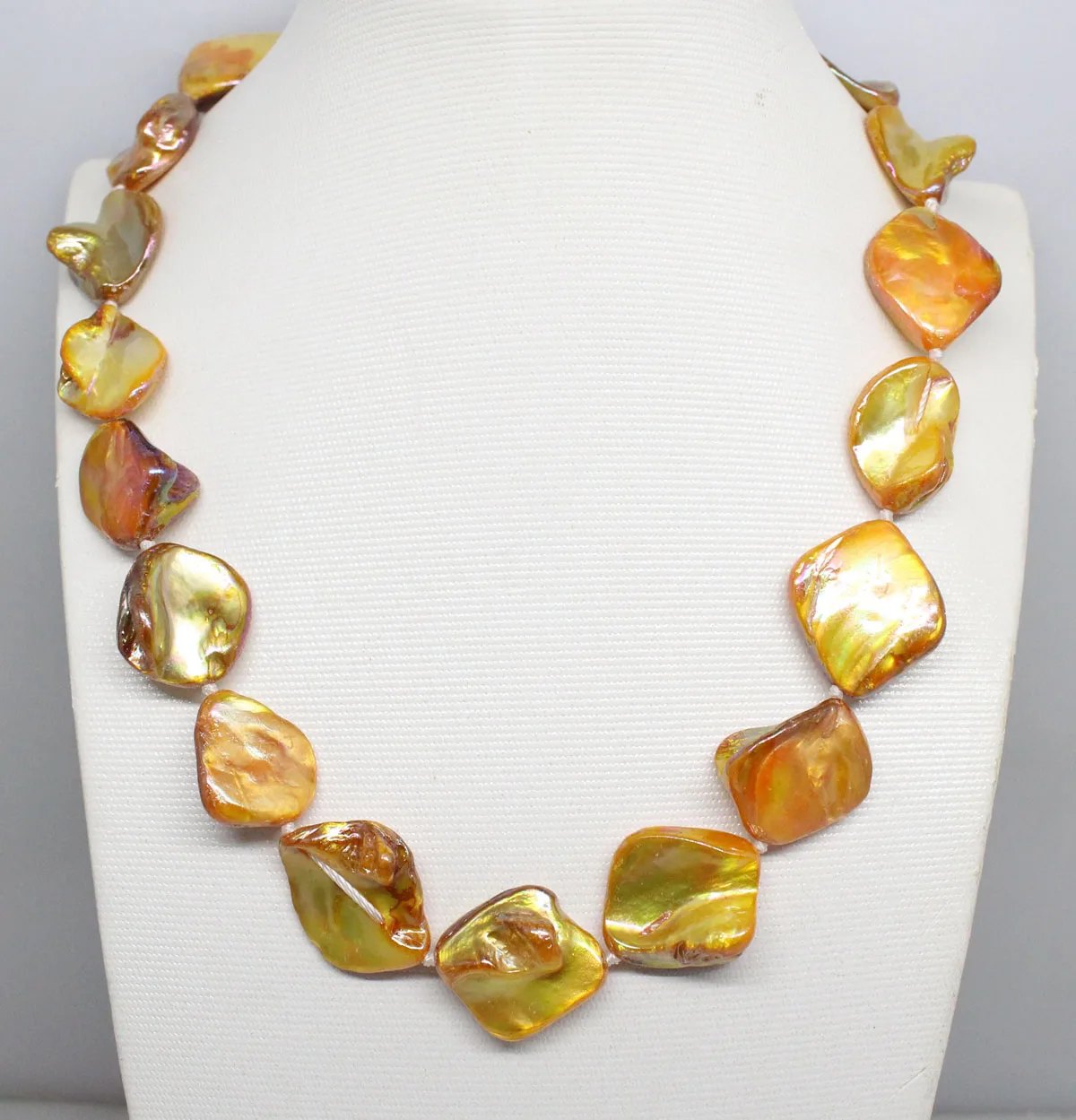 Beauty 15mm-18mm Baroque Shell Mother of Pearl Handmade Necklace 17.5inches Choose Color