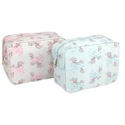 4 Sizes Cosmetic Bag Pink Blue Printed Bow Cosmetic Bag Waterproof Ladies Nylon Cosmetic Organizer S M L XL