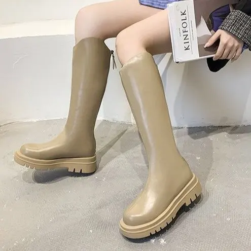 Sexy Thick Heels Round toe high boots Long Boots For Women Fashion Style Autumn Winter Chunky Platform High Boots Party Shoes