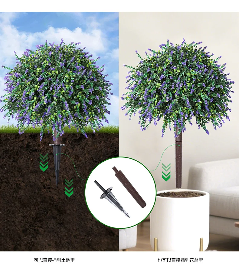 Simulated Green Eucalyptus and Lavender Potted Plant for Indoor and Outdoor Decoration