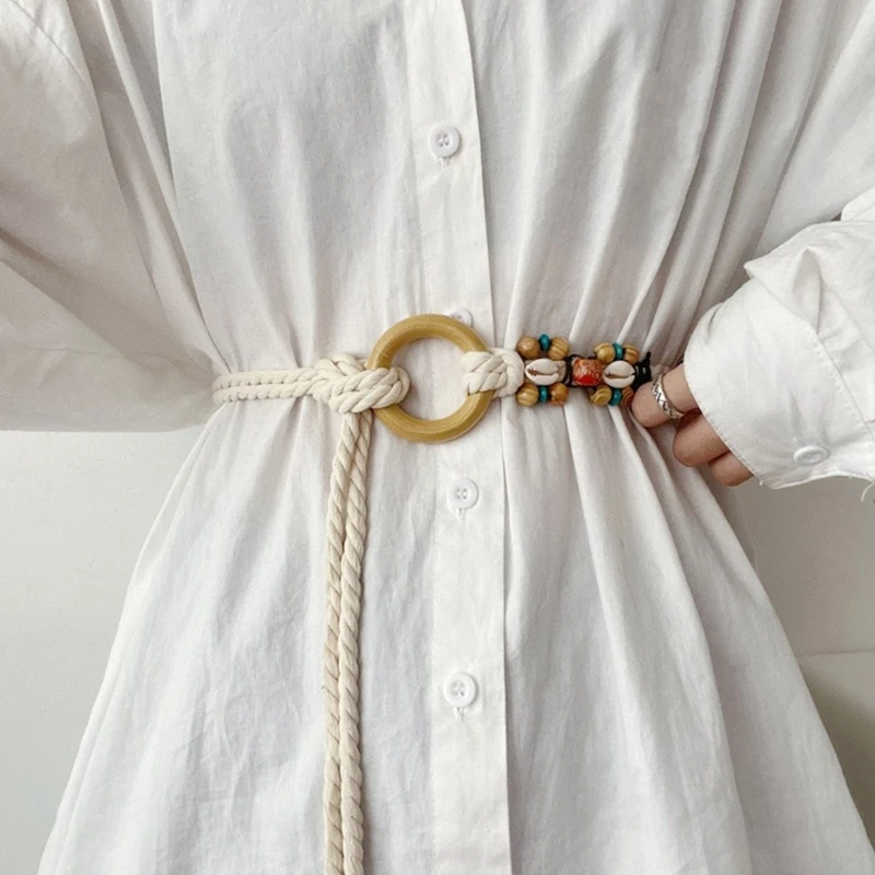 

Цветной дополнительный женский поясной ремень в винтажном богемном стиле с регулировкой плетеного тонкого ремня