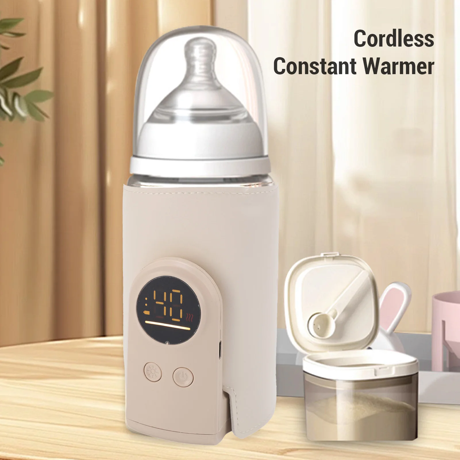 Cordless Baby Bottle Warmer Wrap Baby Bottle Warmer Wrap Portable LED Display Fast Baby Milk Warmer Cover for Breastmilk