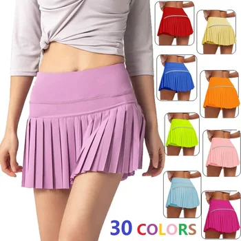 Fashion New Summer Sports Shorts Women Pleated Mini Skirt Anti Glare Short Skirt Running Outdoor Fitness Breathable Tennis Skirt