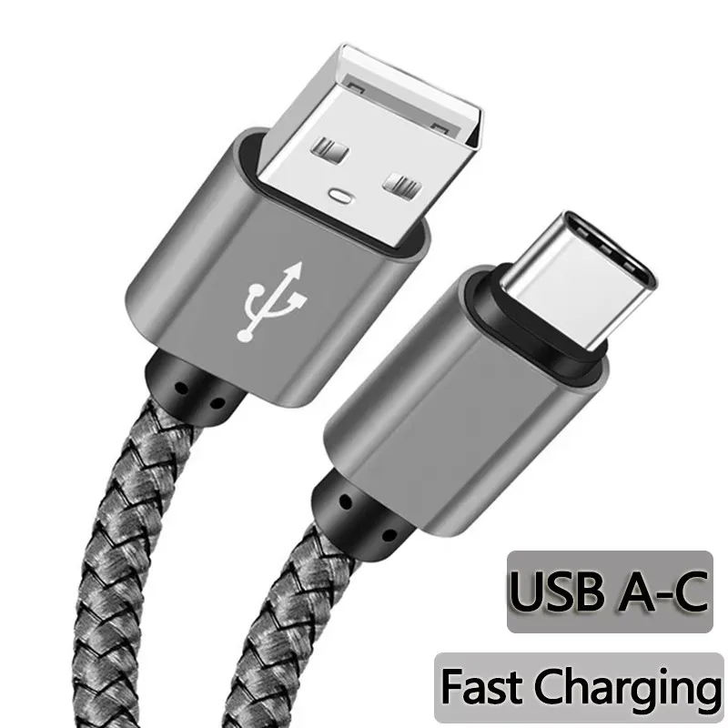 1M 2M 3M 나일론 데이터 케이블 고속 충전기 USB A to Type C 충전 케이블 (화웨이, 삼성, 안드로이드 폰 TypeC 충전 장치용)