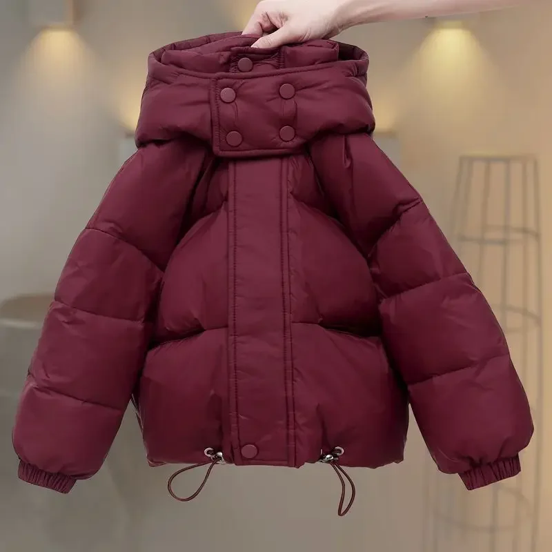 Korean Autumn Winter Children's Down Jacket Boys Girls Thick Hooded White Duck Down Jacket Teenagers Winter 3-12Y