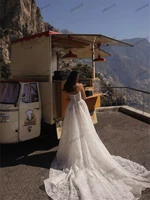 Exquisite Wedding Dresses Modern Bridal Gowns Lace Tiered Robes Full Sleeves Robes For Formal Party Vestidos De Novia Customized 2
