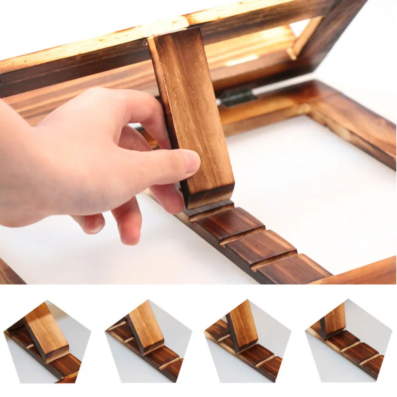 Easy Reading Folding Wooden Pine Frame Reading Bookshelf Book Bracket Tablet PC Support Stand Table Magazine Holder