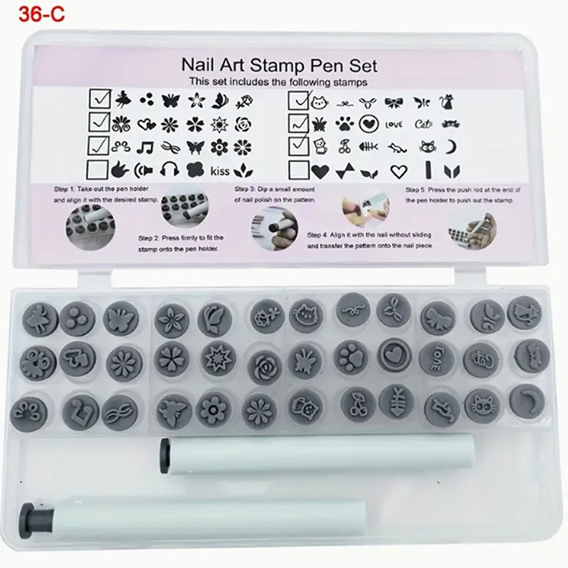 Nail Art Stamp Pen Set for Creative Designs – Graffiti & Flower Dotting Tools Collection