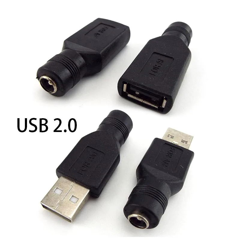 

DIY Connector 5.5*2.1mm DC Female Power Jack To USB 2.0 Type A Male Plug Female Jack Socket 5V DC Power Plugs Adapter Laptop