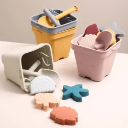 Jouets de plage en Silicone d'été, Mini outil de sable avec pelle, seau pour enfants, boîte de sable, jouet de natation, ensemble cadeau pour enfants, 6 pièces/lot 