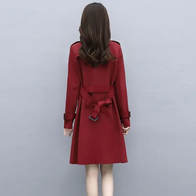 2023 New Women Autumn Windbreaker  The Long Coat Korean Version of Slim Coats Age Reducing Jimpness Coat Medium Style Jackets