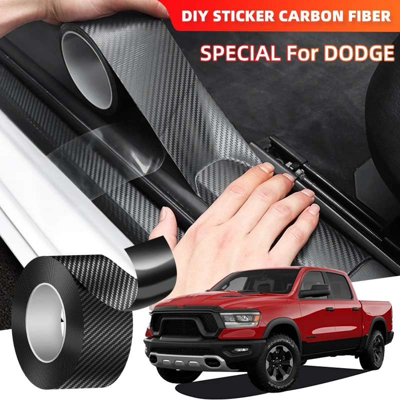 

3D Carbon Fiber Car Sticker DIY Paste Door Strip For Dodge Caliber Ram 1500 SXT Challenger Caravan Charger Grand Caravan Journey