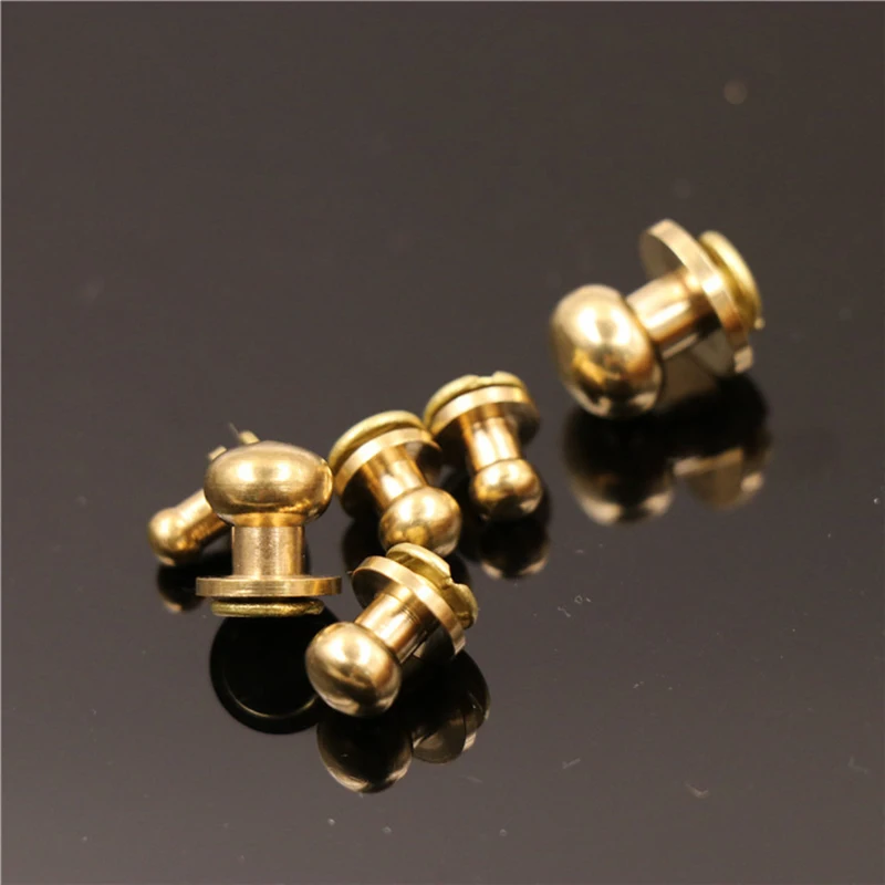 Handbag Hardware Accessories 10pcs Solid brass sam brown browne button screw back Round head ball post studs nail rivets leather craft