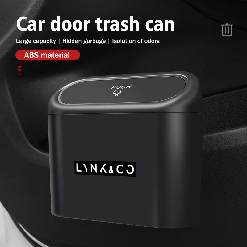 Hanging Car Trash Can Garbage Dust Case Storage Pressing Bin For LYNK&CO 01 02 Hatchback 03 Phev 05 Phev 06 09