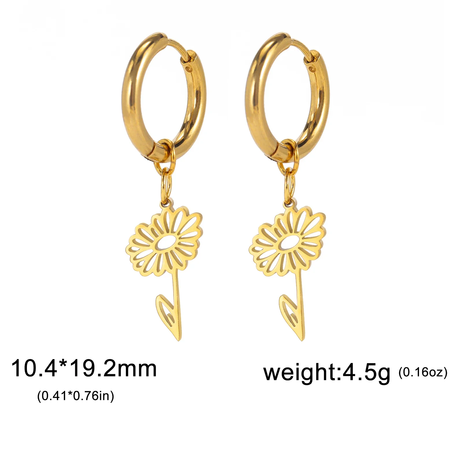 Orecchini Pendenti In Acciaio Inossidabile 304 Con Fiore Cavo Sinistro E Destro 304 Orecchini A Cerchio Con Strass Da Donna Colore Acciaio Inossidabile