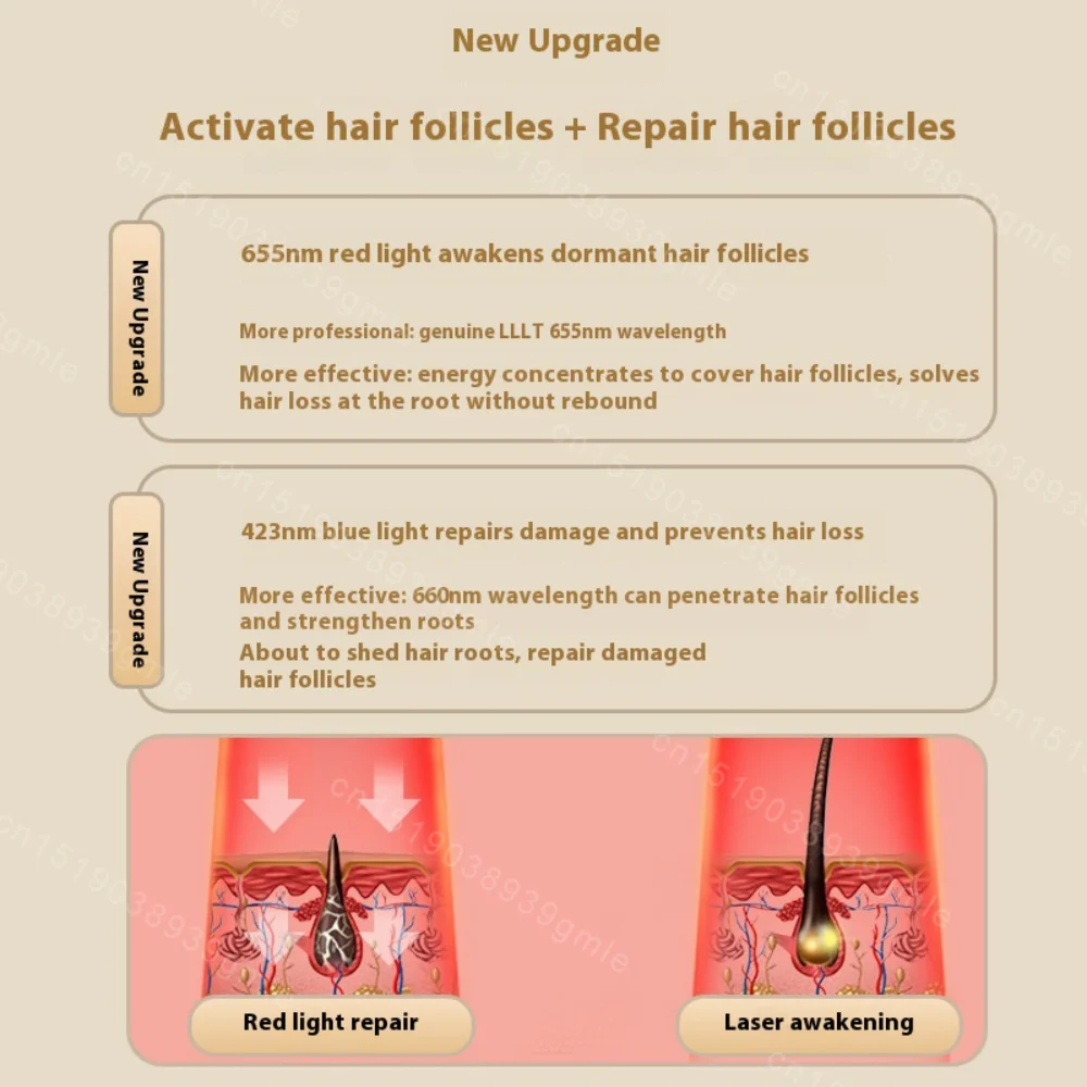 Electric RF Hair Growth Comb Oil Applicator Red Blue Vibration Head Massage Brush Micro-current Stimulates Scalp Anti-Hair Loss