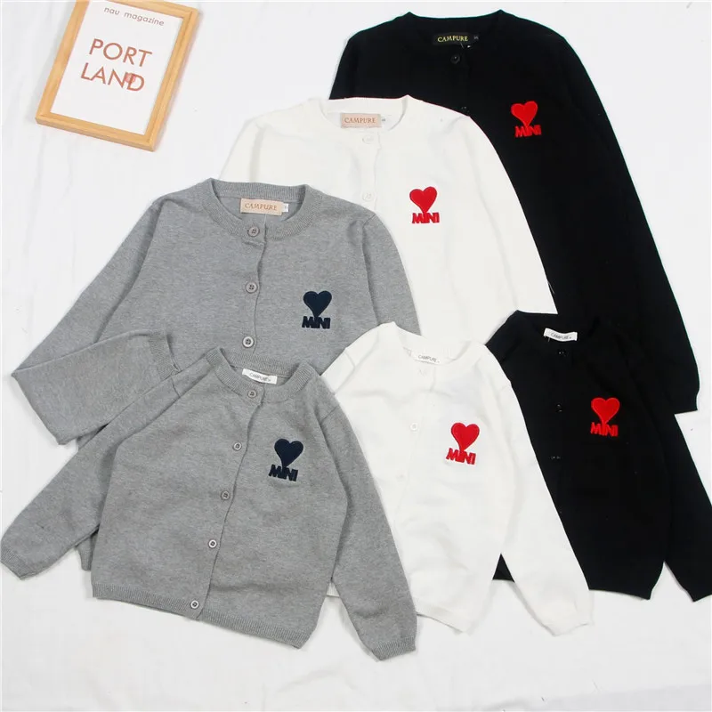 

Parent-child clothing love cardigan jacket knitted children cotton sweater baby Girl Boy spring and fall knitwear clothing