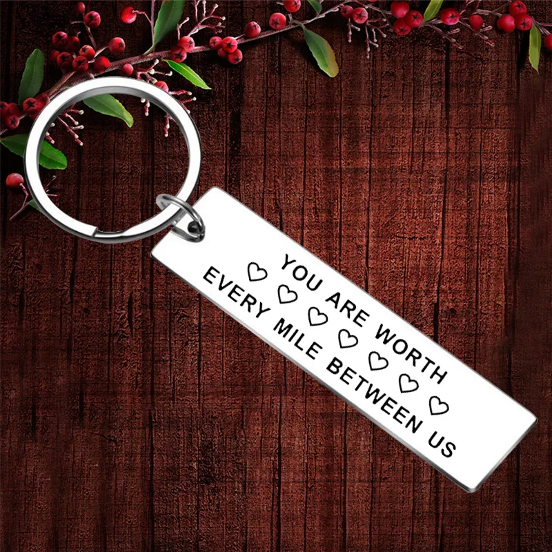 

Charm Couple Keychain Pendant You Are Worth Every Mile Between Us Key Chains Valentines Day Gift