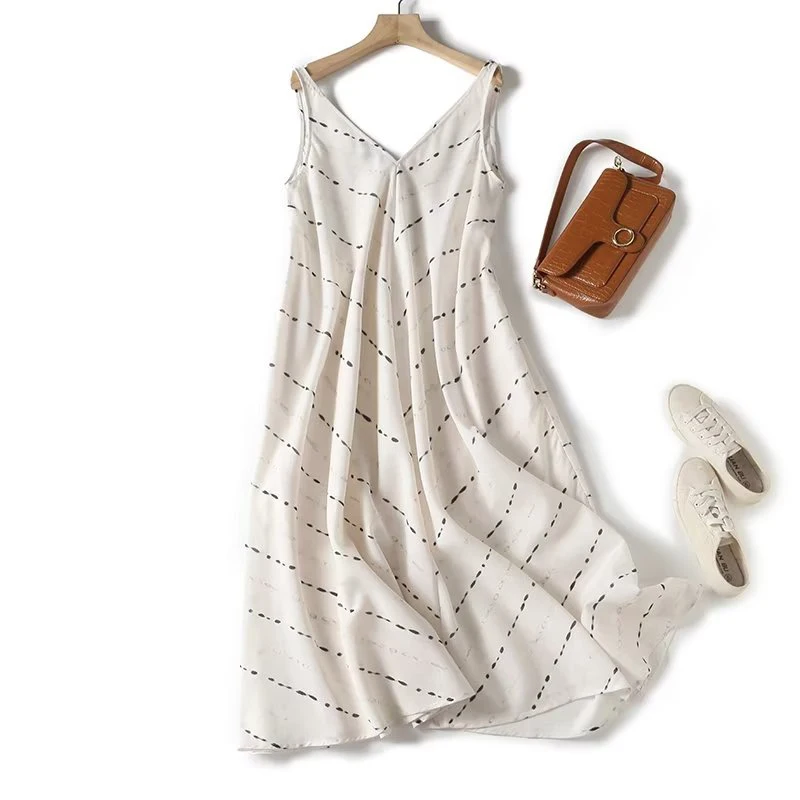 

Женское платье-чехол без рукавов, платье во французском стиле с V-образным вырезом и принтом на лето