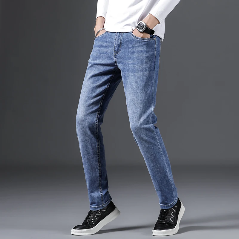 biker jeans Four Seasons Jeans Men's Slim Business Casual Straight Loose Long Pants 2022 Autumn Versatile Trend cargo jeans