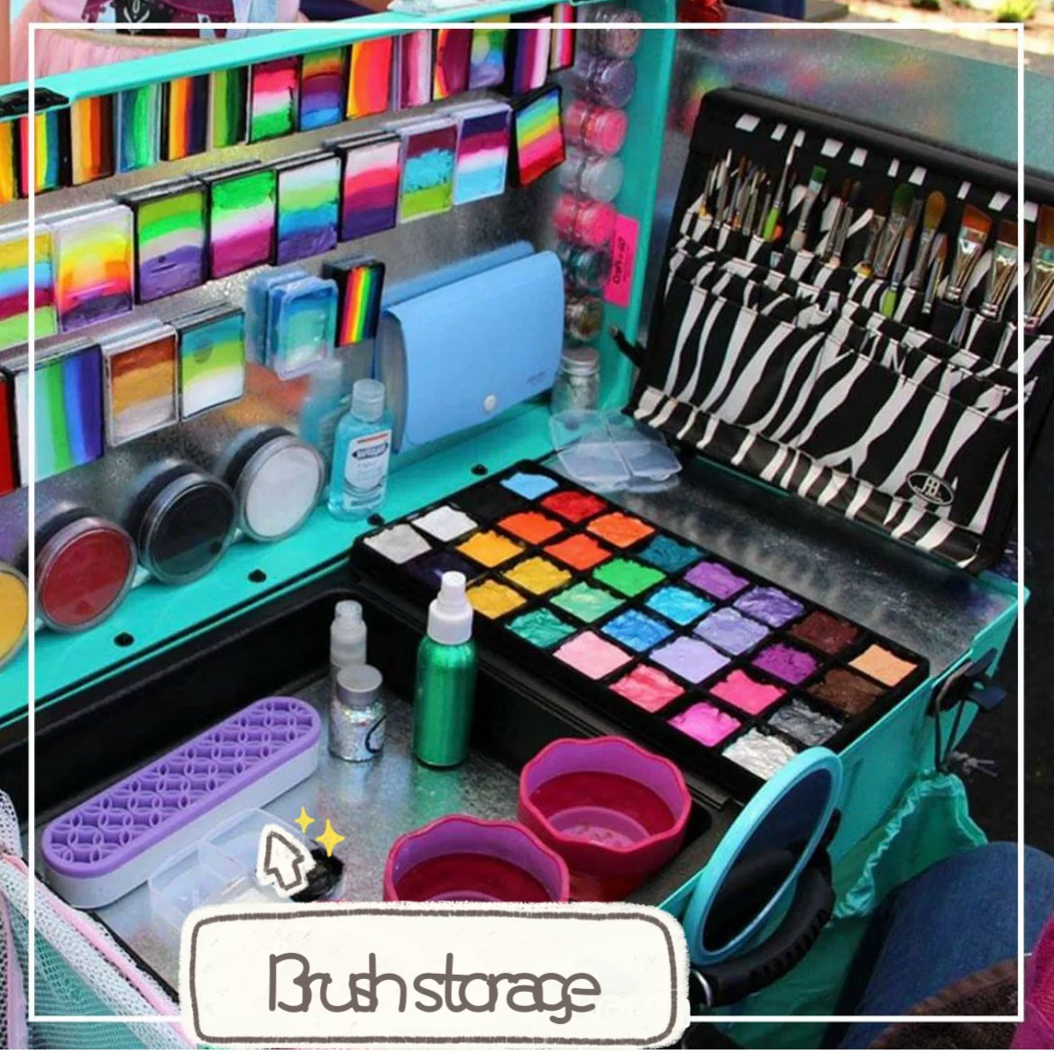 Make-up Pinsel Aufbewahrungsbox mit Mehrfachfächern Gesichtsmalerei-Pinsel Aufbewahrungsbox Bequem zu Transportieren – Detail 3