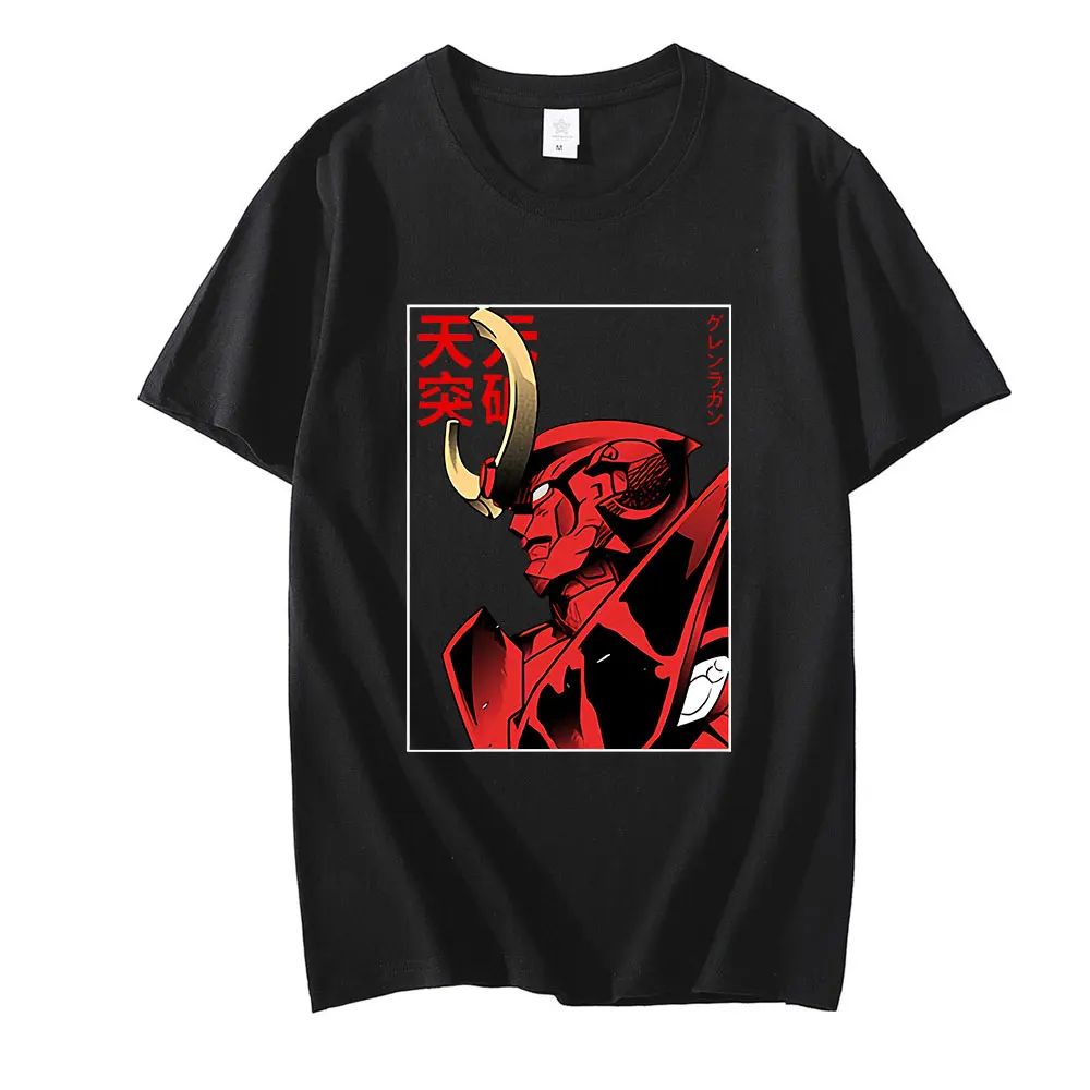 

Anime Tengen Toppa Gurren Lagann Mecha Print T Shirt Men Cotton Oversized T-shirt Vintage Manga Fashion O-Neck Tees top футболка