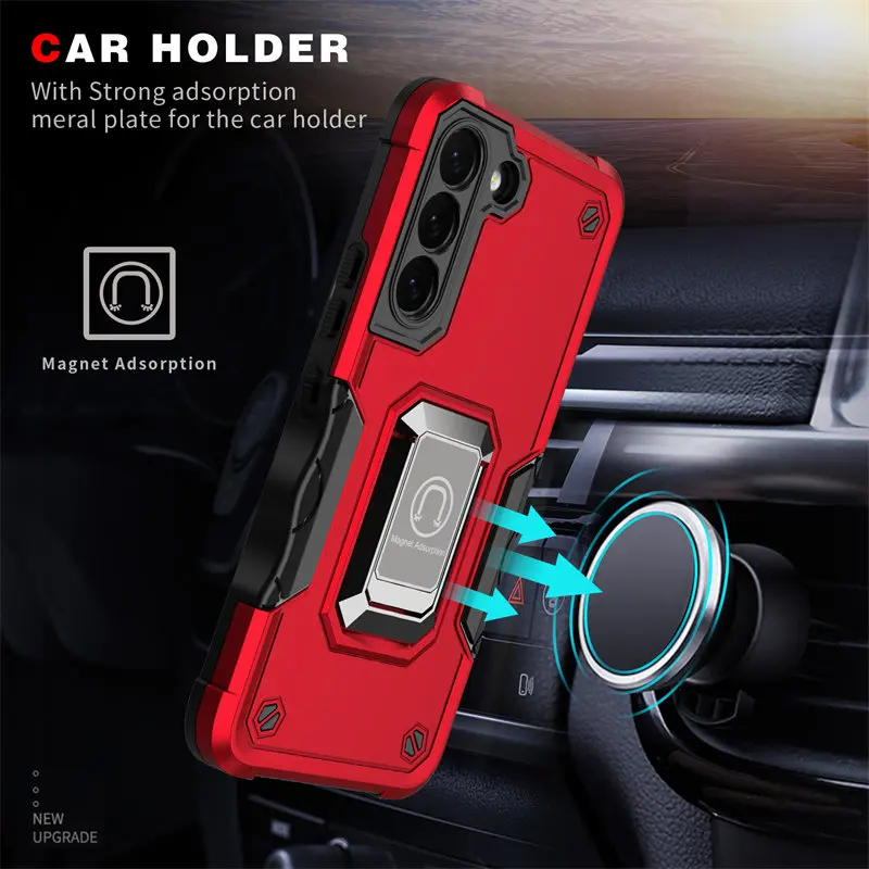 

For Samsung S22 5G S901B Case Shockproof Magnetic Metal Ring Holder Armor Back Cover Hard Case for Samsung Galaxy S22 5G S901B