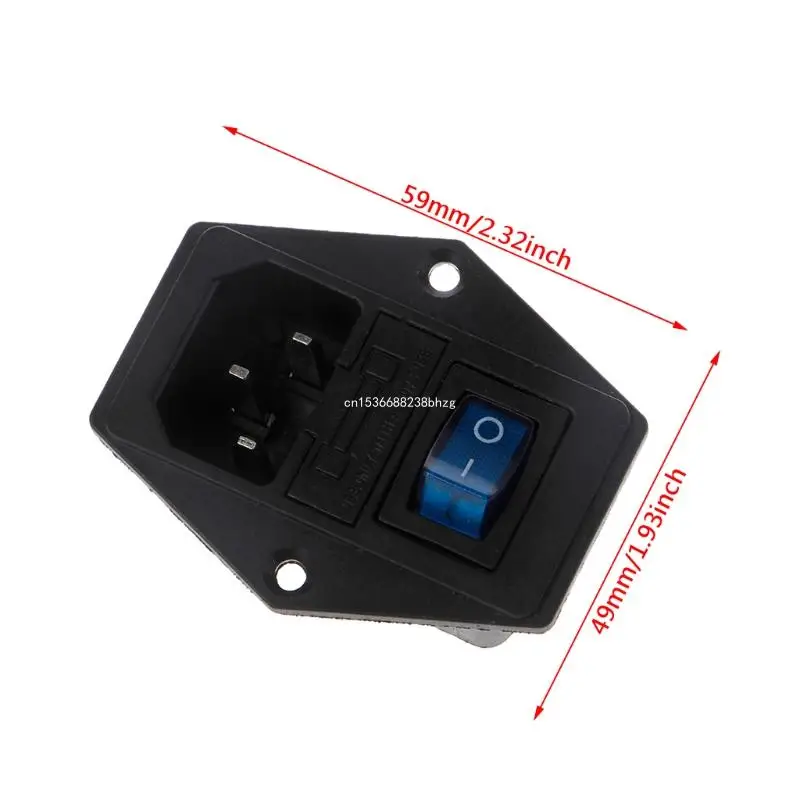10A 250V Modulo Ingresso Fusibile Interruttore Presa Alimentazione Maschio 3 Pin On/Off Dropship