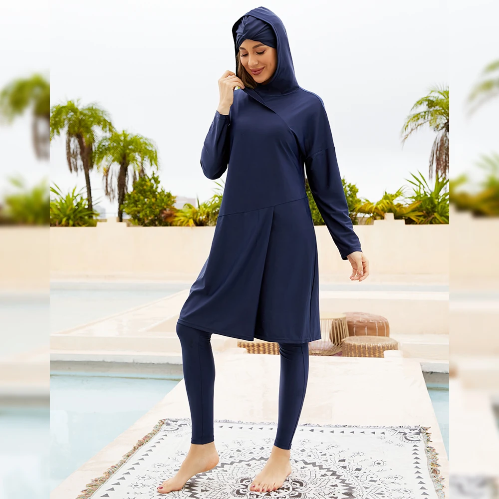 2023 Burkini Femme Muslim Swimwear Women 3 Pieces Long Sleeve Swimsuit  Islamic Swimming Suit Modest Swimwear Hijab Beach Wear - AliExpress