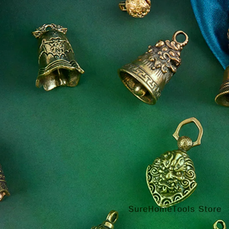 Elegant Brass Bell & Gourd Pendant Keychain