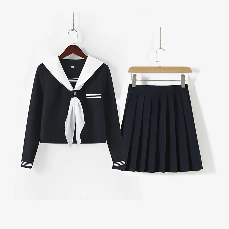 

Japanese Fashion Jk School Uniform for Girls Sweet Navy Sailor Dress and Pleated Skirt Korean Uniform Sets Anime Cosplay Costume