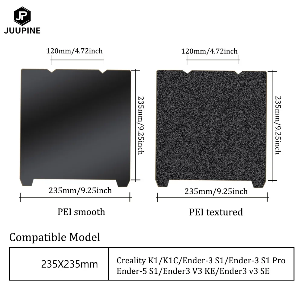 Pei 플레이트 235x235 가열 베드, Ender 3 V3 Se 빌드 플레이트, 블랙 Pei 교체 시트, Ender 3 V3 Se 마그네틱 플레이트 업그레이드 키트