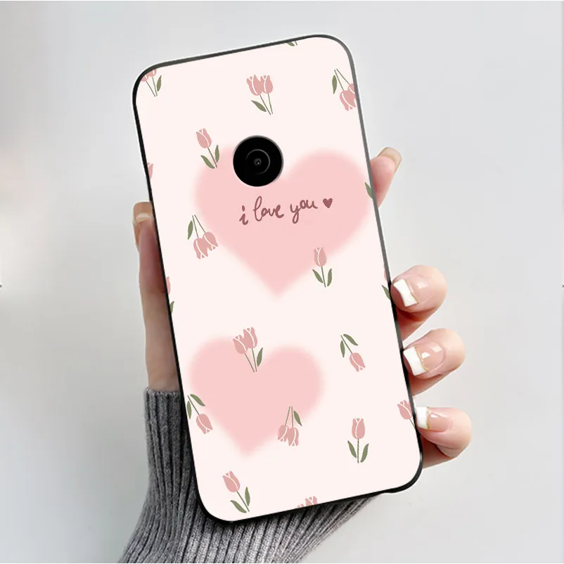 Cute Flower Cartoon Soft Silicone Phone Case – Black Printed Shell Cover