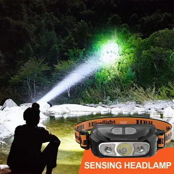 Sensor Mini Rechargeable Powerful Headlamp Fishing Lamp Camping Waterproof Head Flashlight Hunting Hiking USB LED Work Headlamp 3
