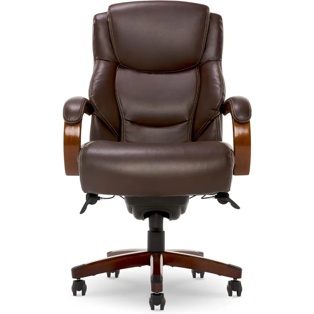 High Back Ergonomic Lumbar Support Chair Bonded Leather Delano Big & Tall Executive Office Chair Brown Furniture