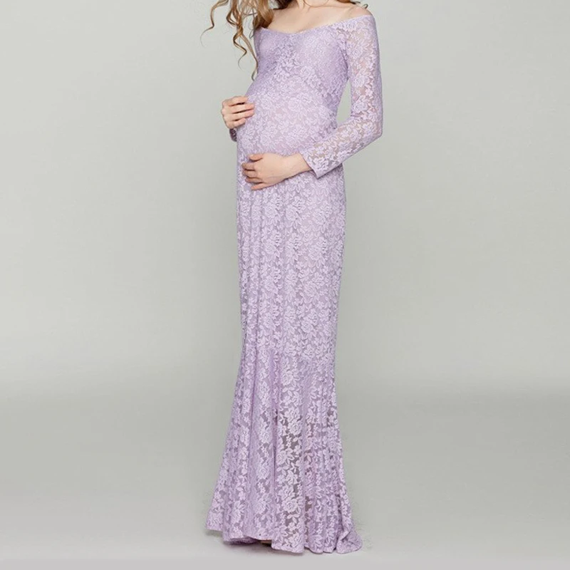 

2023 Pregnancy Photoshoot Dress Long Sleeve Clothes For Pregnant Women Fashion Maternity Clothing Lace Maternity Party Dress