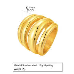 Elegant Gold - Toned Minimalist Stacking Rings for Women - Set of 2, Stainless Steel 2mm Thin Dome Shape (RC - 650G)